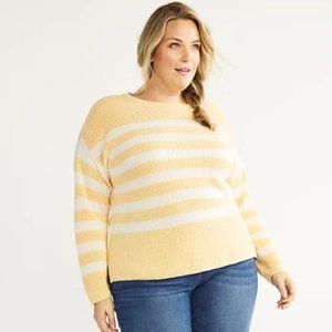 Croft & Barrow® Plus Size Pullover Sweater - Yellow/White!